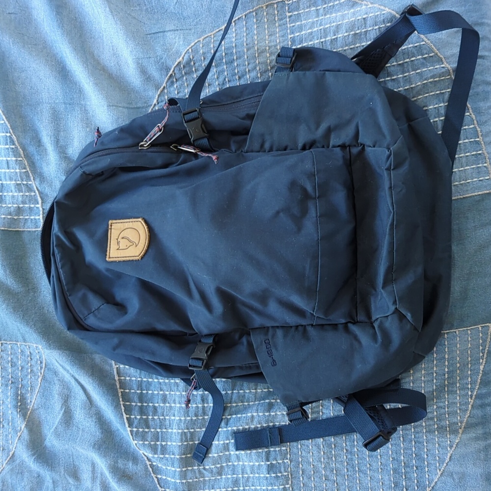 Dark blue fjallraven G-1000 backpack